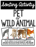 Pets vs Wild Animals Sorting Activity Cards