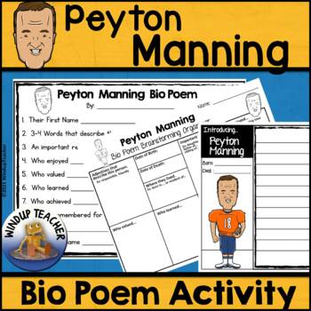 Preview of Peyton Manning Biography Poem Activity and Writing Paper