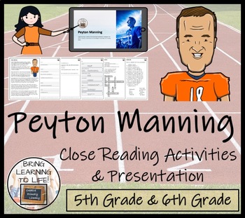 Preview of Peyton Manning Close Reading Comprehension Activity | 5th Grade & 6th Grade