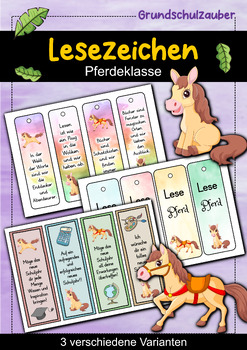 Preview of Pferde Lesezeichen für die Pferdeklasse - 3 Varianten (Deutsch)
