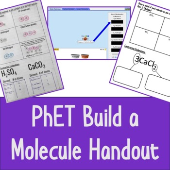 Preview of PhET Build a Molecule Student Handout, NGSS MS-PS1-1 Aligned