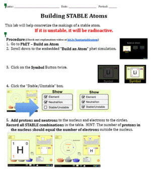 Preview of PhET Build a STABLE Atom - slides for Google Classroom assignment