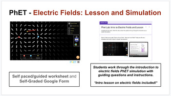 Preview of PhET Simulation: Intro to Electric Fields, Guided Worksheet and Google Form