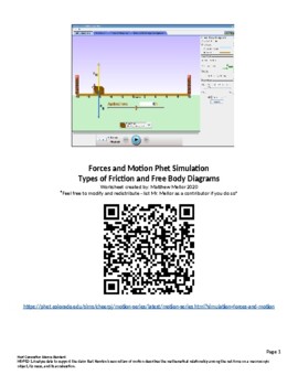 Preview of PhET Simulation Worksheet - Forces and Motion: Friction and Net Force