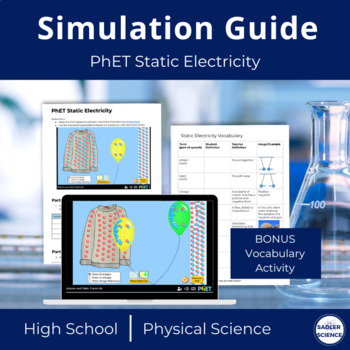 Preview of PhET Static Electricity - No Prep Simulation Guide and Vocabulary Activity