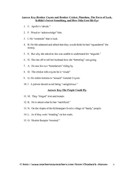 Phaethon And How Odin Lost His Eye Vocabulary Quiz Worksheet Tpt