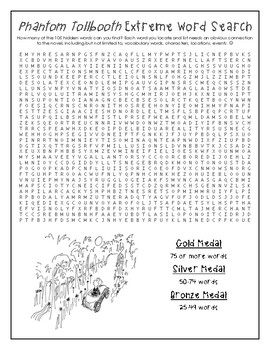 Phantom Tollbooth Extreme Word Search Activity by AJ Amazing | TpT