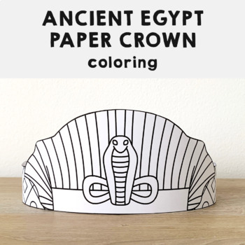Preview of Pharaoh Paper Crown Printable Ancient Egypt Coloring Craft Activity Costume