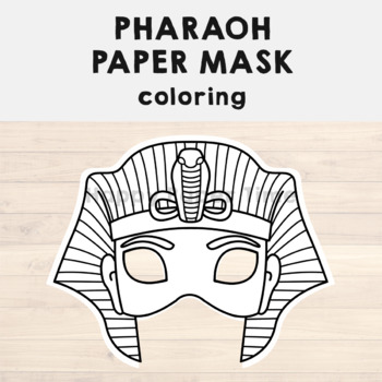 Preview of Pharaoh Paper Mask Printable Ancient Egypt Coloring Craft Activity Costume