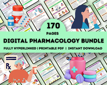 Preview of Pharmacology Bundle 170 Pages | Fully Hyperlinked & Printable PDF | Nursing