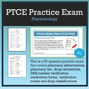 Preview of PTCE Practice Exam#1 [25 Multiple Choice Questions for Pharmacy Tech Students]