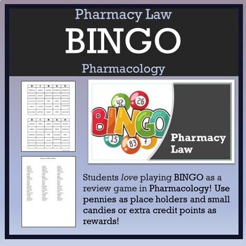 Preview of Pharmacy Law BINGO Review Game & Call Sheet [PTCE Prep]