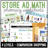 Pharmacy Store Ad Math Comparison Shopping Worksheets
