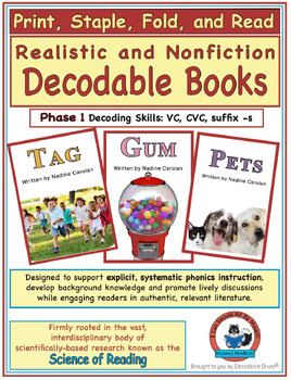 Preview of Phase 1 CVC, VC, Suffix s Printable Decodable Books aligned with UFLI Lessons