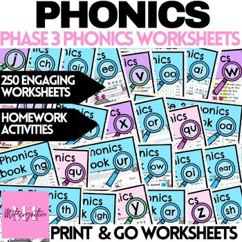 Preview of Phase 3 Phonics Sounds Worksheets Bundle!