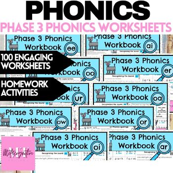 Preview of Phase 3 Vowel Digraph Phonics Workbooks Bundle