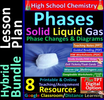Preview of Phases of Matter & Diagrams: 8-Resource Hybrid Bundle Lesson Plan ~Distance L