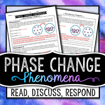 Phase Change Phenomena Worksheet - Read, Discuss, & Respond - NGSS Aligned
