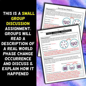 Phase Change Phenomena Worksheet - Read, Discuss, & Respond - NGSS Aligned