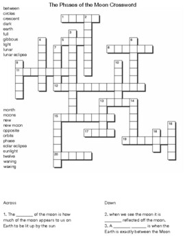 Phases Of The Moon crossword by Northeast Education TpT