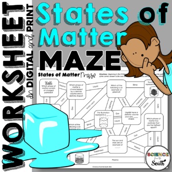 Preview of States of Matter Maze Worksheet Assessment Activity in Print and Digital
