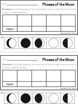 Phases of the Moon ~ Worksheets and Picture Cards | TpT