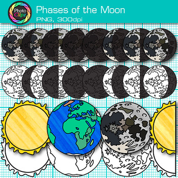 Phases of the Moon Clip Art {Earth's Solar System Graphics for Science}