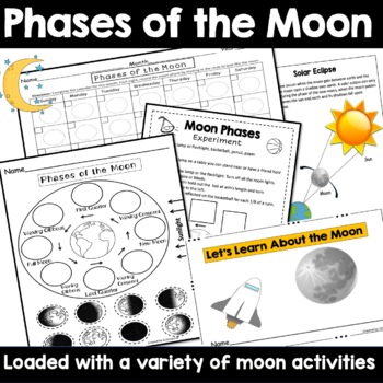 Preview of Phases of the Moon Cut and Paste, Moon Calendar, Experiment, Moon Facts Book