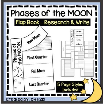 Preview of Phases of the Moon Flap Book, Science Flip Book Research Project, Moon Phase