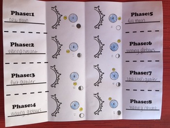 Preview of Phases of the Moon Foldable Worksheet for Interactive Notebook