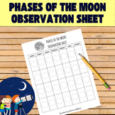 Phases of the Moon Observation Calendar Sheet Science TEKS 4.8C