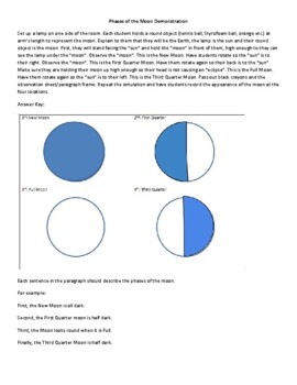 Preview of Phases of the Moon Observation Sheet and Paragraph Frame