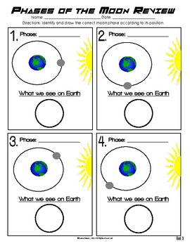 Phases of the Moon Review - 3 Worksheet Set | TpT