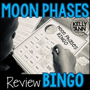 Preview of Phases of the Moon Review Activity, Moon Phases Bingo Game 
