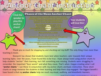 Preview of Phases of the Moon Song - Anchor Chart and Chant Audio - King Virtue