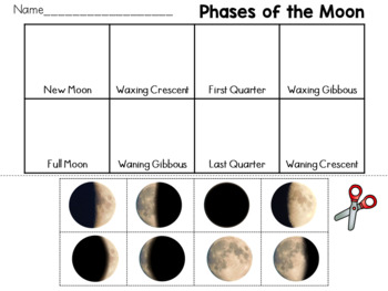 Preview of Phases of the Moon Sort Worksheets