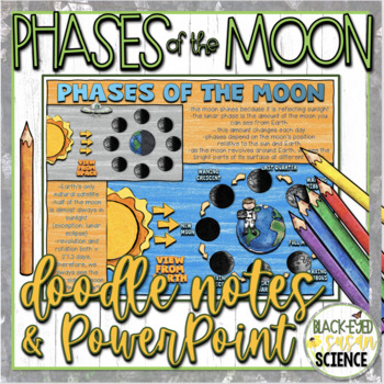 Preview of Phases of the Moon Doodle Notes & Quiz + PowerPoint