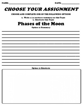 Preview of Phases of the Moon UDL Choice Board Worksheet