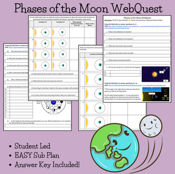 Preview of Phases of the Moon WebQuest