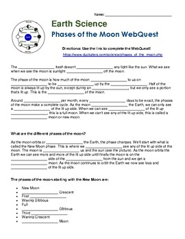 Preview of Phases of the Moon WebQuest