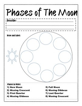 Phases of the Moon Worksheet by Bethany King | Teachers Pay Teachers