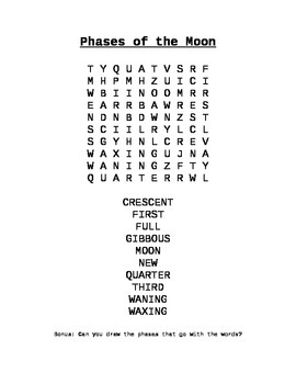 Phases of the moon crossword puzzle by A Teacher #39 s Pet TPT