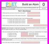 Phet- Build an Atom worksheet *SELF GRADING* google sheet