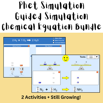 Preview of Phet Simulation - 2 Guided Lab Simulations - Chemical Equations