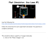Phet Simulation: Gas Laws (two assignments)