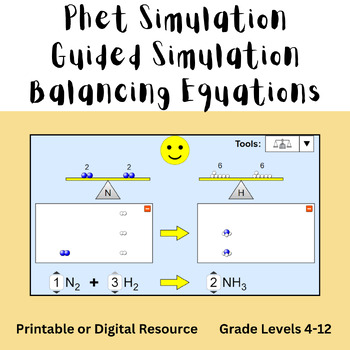 Preview of Phet Simulation Guided Lab - Balancing Equations- Digital or Printable