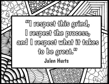 Philadelphia Eagles - Football NFC Champs, Jalen Hurts Zentangle Quotes to  Color