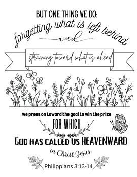 Philippians 3:12-14 Coloring Sheet - Press toward the goal by Donna Angle