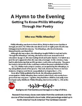 Preview of Phillis Wheatley: Get to Know Black American Poet Phillis Wheatley in Her Poem