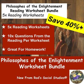 Preview of Philosophes of the Enlightenment Lesson Reading Worksheet Bundle **Editable**